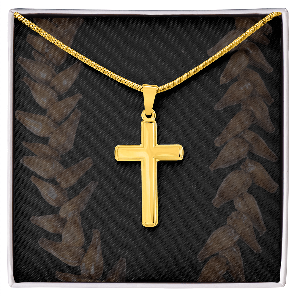 Eternal Faith Artisan Cross Necklace – 18K Gold Finish, Adjustable Snake Chain