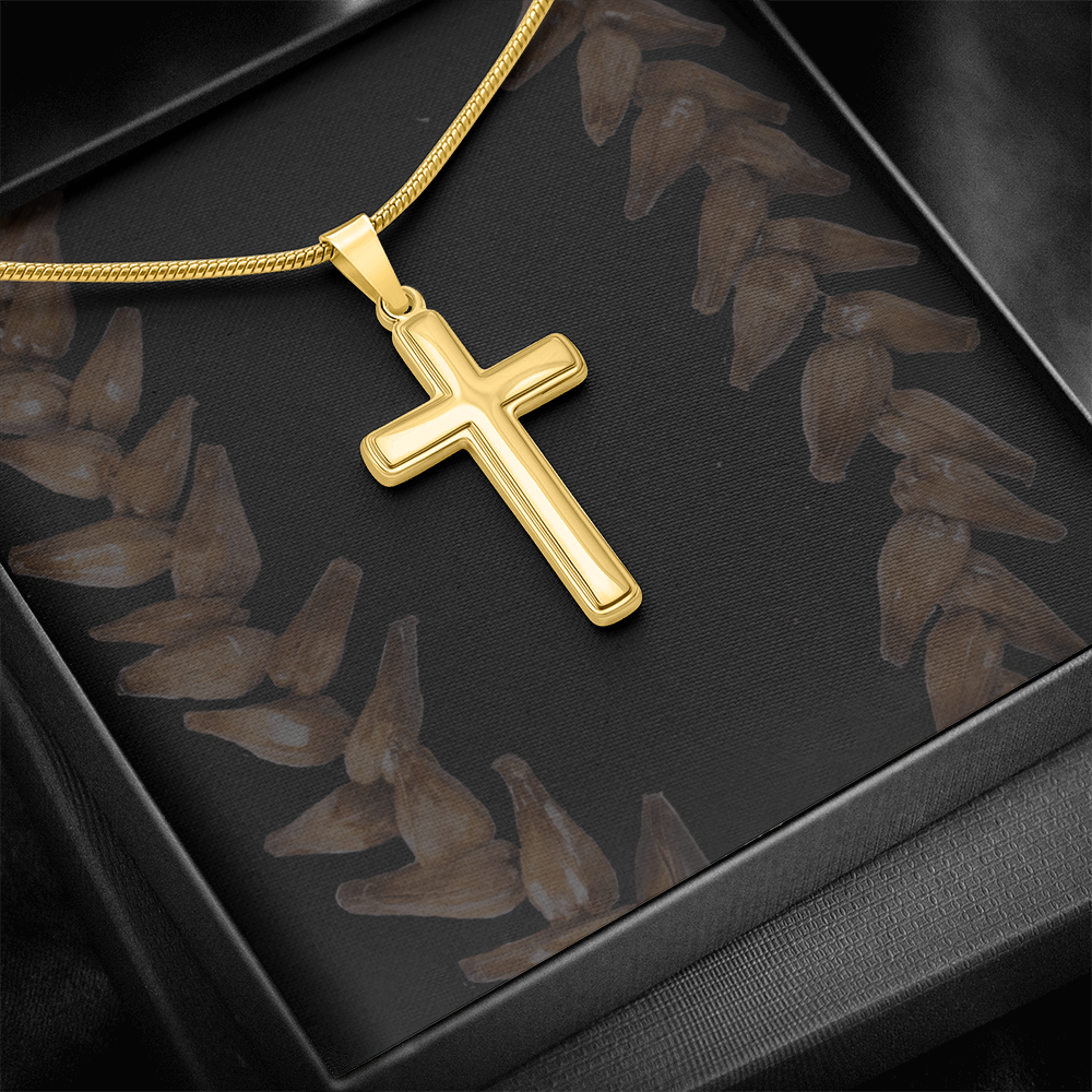 Eternal Faith Artisan Cross Necklace – 18K Gold Finish, Adjustable Snake Chain