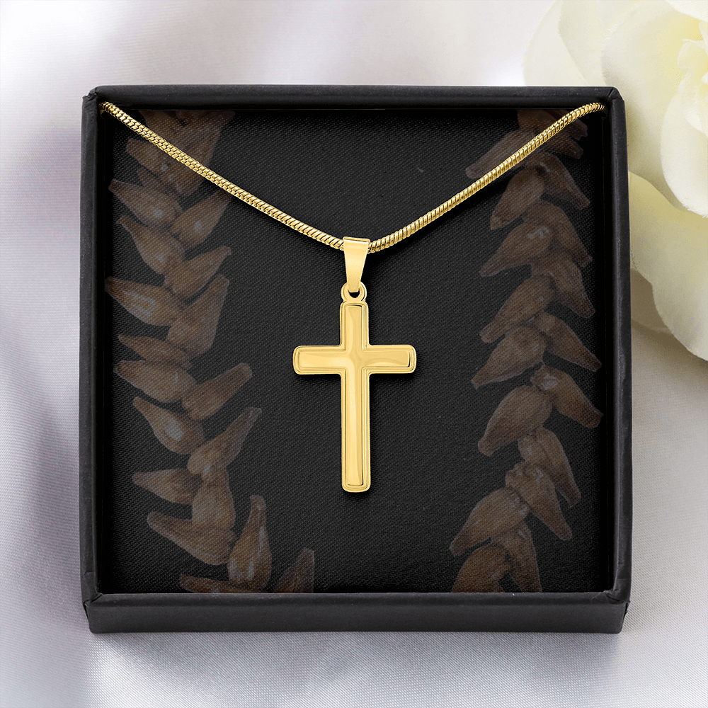 Eternal Faith Artisan Cross Necklace – 18K Gold Finish, Adjustable Snake Chain