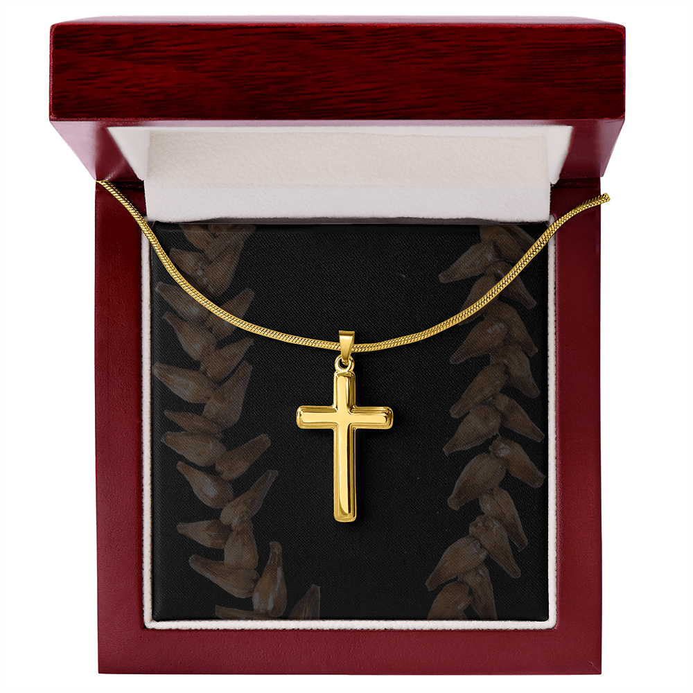 Eternal Faith Artisan Cross Necklace – 18K Gold Finish, Adjustable Snake Chain