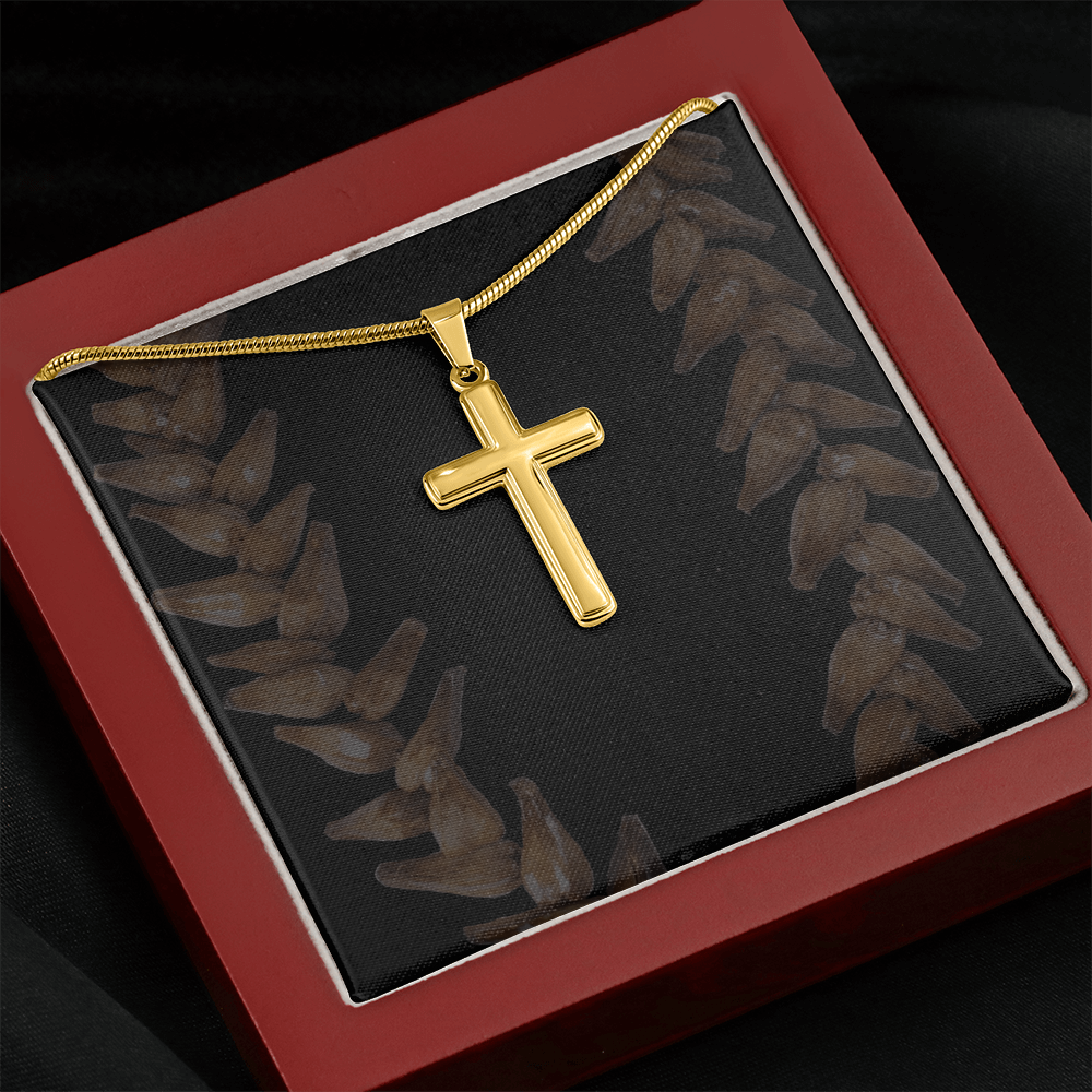 Eternal Faith Artisan Cross Necklace – 18K Gold Finish, Adjustable Snake Chain